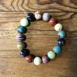 Blandede sten armbnd X 12mm, kugle (17)