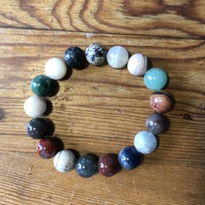 Blandede sten armbnd Y 12mm, kugle (17)