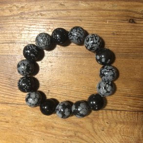 Obsidian, snefnugs- armbnd 12mm, kugle (15)