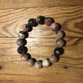 Rhodonit A armbnd 12mm, kugle (16)