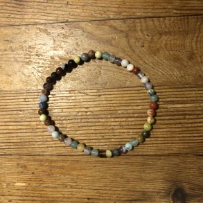 Blandede sten armbnd 4mm, kugle