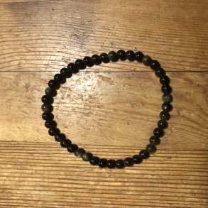 Obsidian, guld- armbnd 4mm, kugle