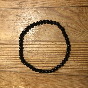 Turmalin armbnd, sort 4mm, kugle