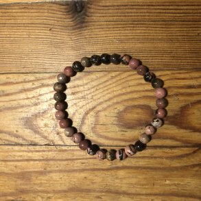 Rhodonit A armbnd 6mm, kugle