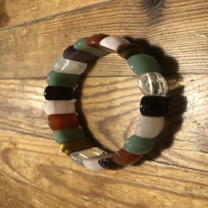Blandede sten armbnd, facetterede plader
