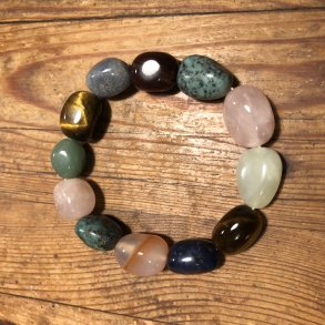 Blandede sten armbnd, strre tromlepolerede