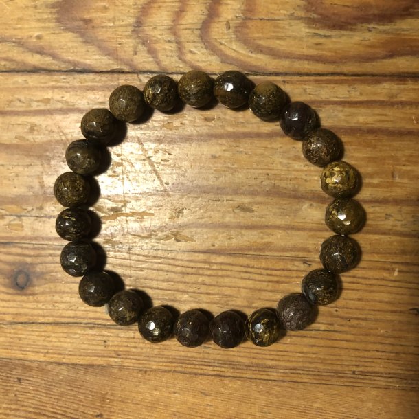 Bronzit armbnd 8mm kugle facetteret