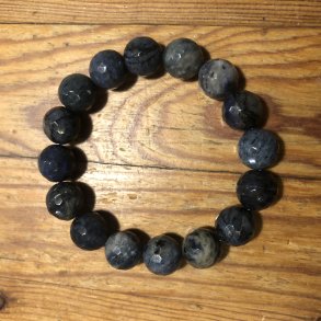 Dumortierit armbnd 12mm kugle facetteret