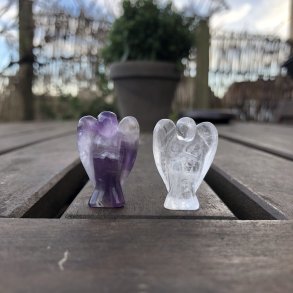 Engle  i ametyst og bjergkrystal p 3 x 2 cm