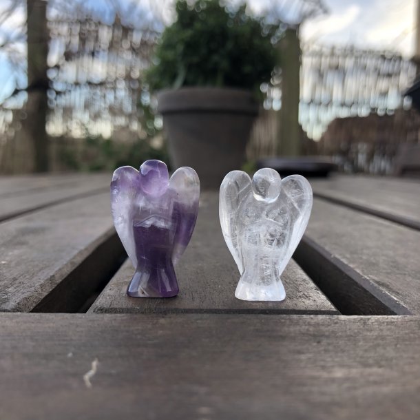 Engle  i ametyst og bjergkrystal p 3 x 2 cm