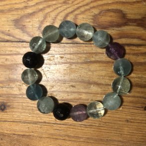 Fluorit armbnd 12mm kugle facetteret